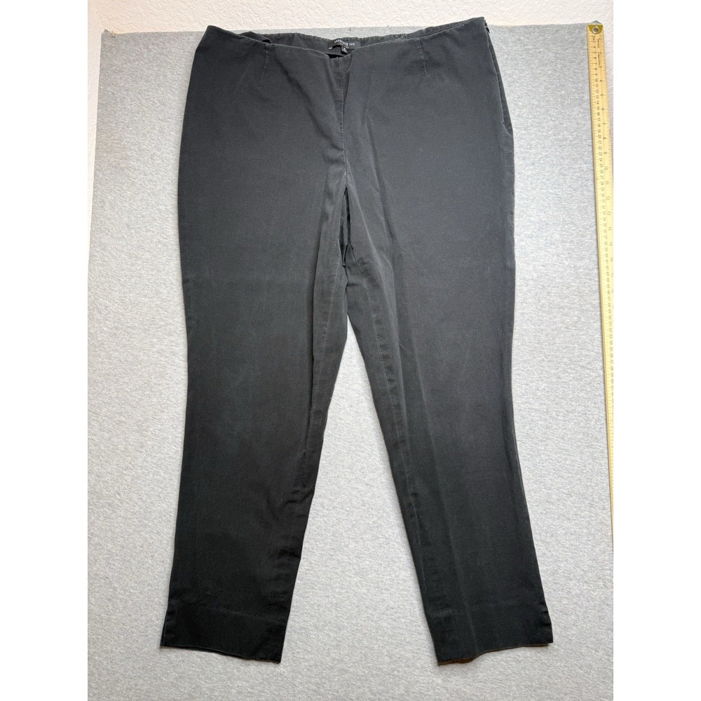 LAFAYETTE 148 18 Chrystie Flat Front Side Zip Pants Stretch Cotton Twill Black